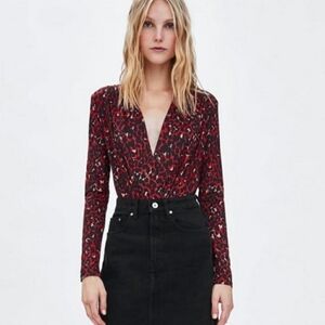 ZARA Cheetah Red Black Bodysuit